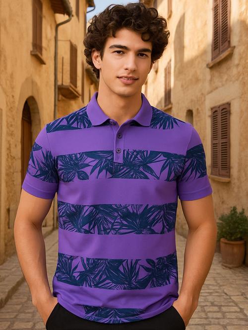 men printed short sleeve polo t-shirt - 22300230 - Very Small Image - 1