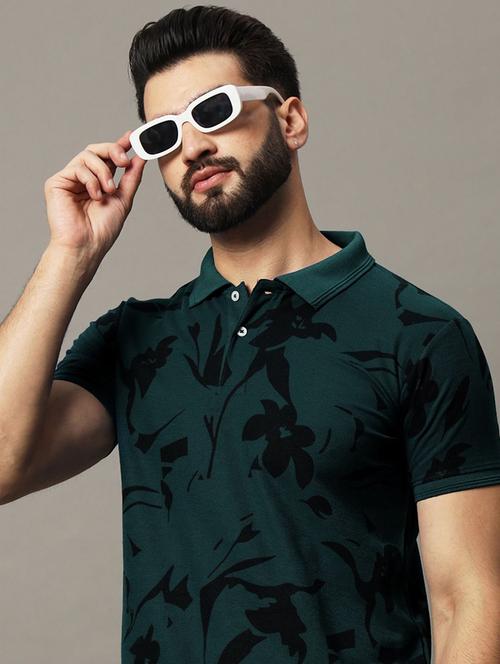men floral printed short sleeve polo t-shirt - 22300232 - Very Small Image - 1