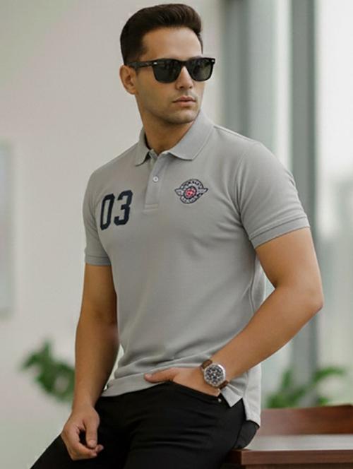 men typographic short sleeve polo t-shirt - 22300255 - Very Small Image - 1