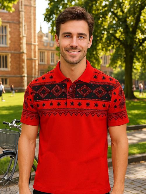 men printed short sleeve polo t-shirt - 22300262 - Very Small Image - 1