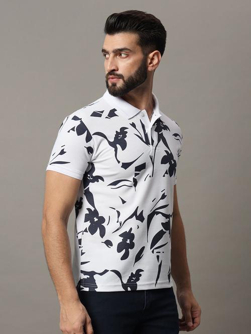 men floral printed short sleeve polo t-shirt - 22300277 - Very Small Image - 1