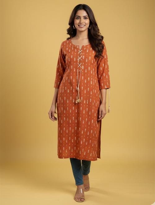 women printed three quarter sleeve straight kurta - 22300351 - Very Small Image - 1