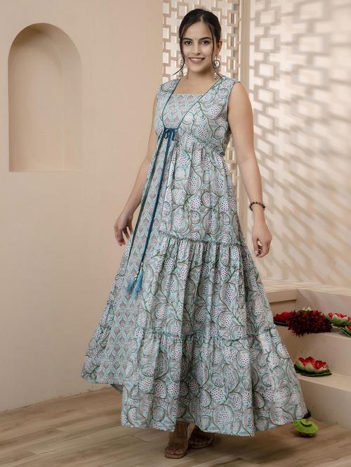 women floral sleeveless ethnic dress - 22300362 - Very Small Image - 1