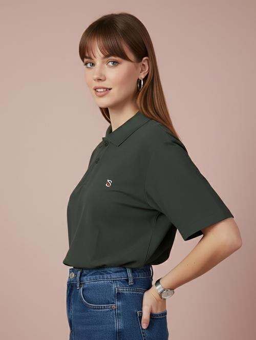 women solid short sleeve polo t-shirt - 22300899 - Very Small Image - 1