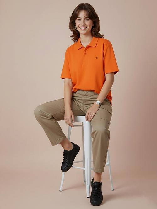 women solid short sleeve polo t-shirt - 22300900 - Very Small Image - 1