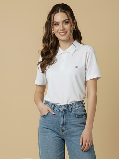 women solid short sleeve polo t-shirt - 22300903 - Very Small Image - 1