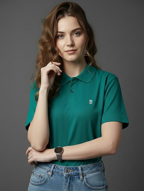 women solid short sleeve polo t-shirt - 22300949 - Very Small Image - 1