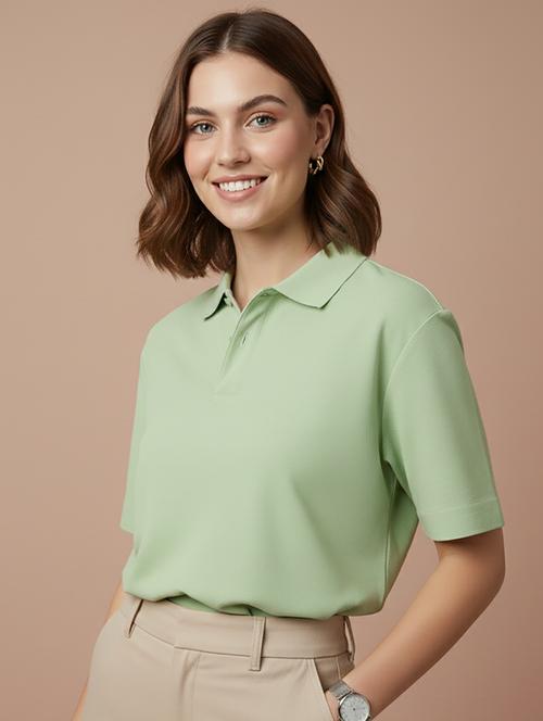 women solid short sleeve polo t-shirt - 22300961 - Very Small Image - 1