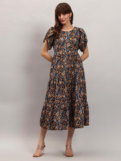 women printed tulip sleeve tiered dress - 22308009 - Very Small Image - 1