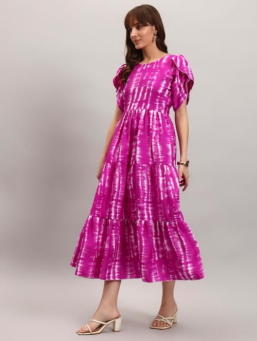 women tie & dye round neck tiered dress - 22308048 - Very Small Image - 1