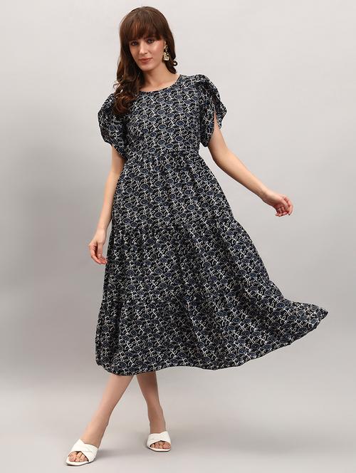 women floral print tulip sleeves tiered dress - 22308063 - Very Small Image - 1