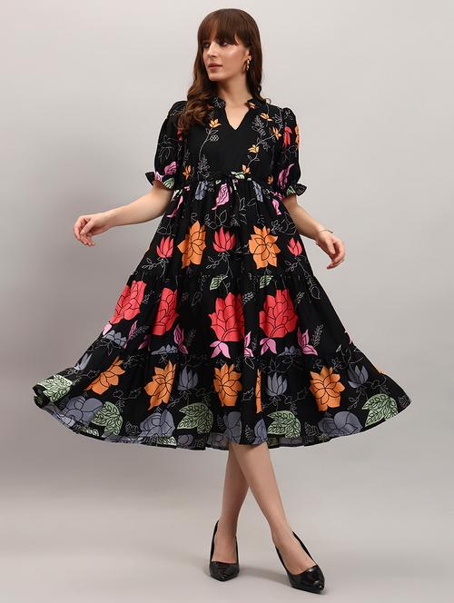 women floral puff sleeve tiered dress - 22308096 - Very Small Image - 1