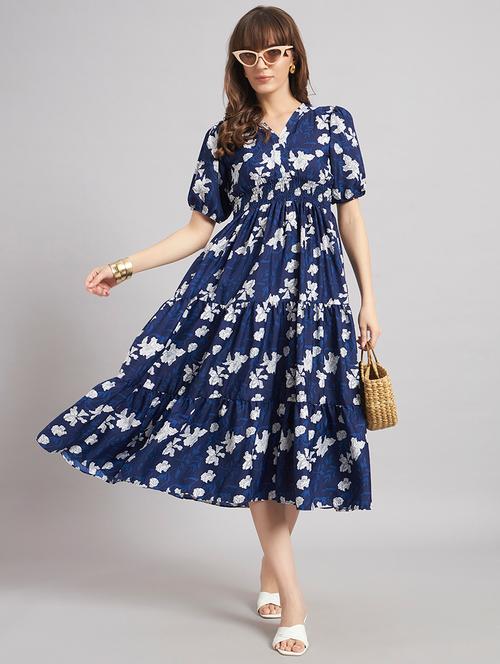 women floral puff sleeve tiered dress - 22308161 - Very Small Image - 1