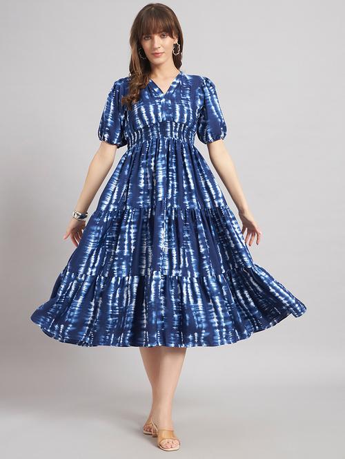 women tie & dye v neck tiered dress - 22308177 - Very Small Image - 1