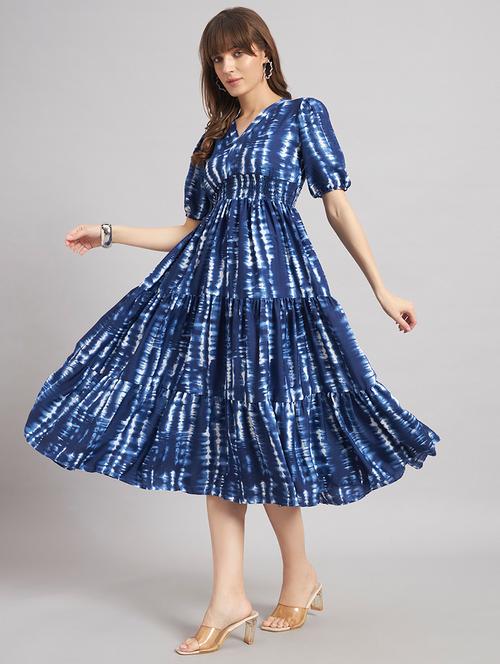 women tie & dye v neck tiered dress - 22308181 - Very Small Image - 1