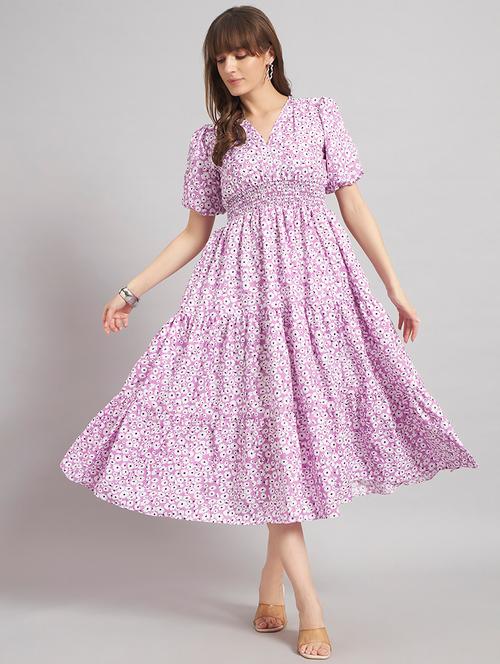 women floral puff sleeve tiered dress - 22308203 - Very Small Image - 1