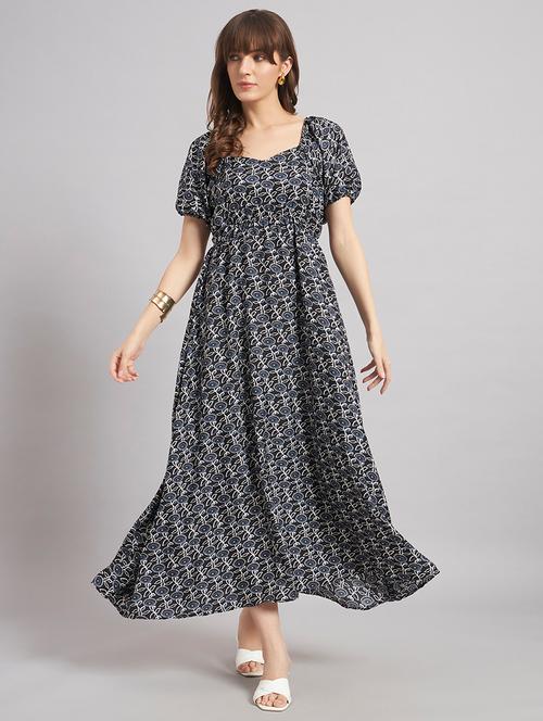 women floral puff sleeve a-line dress - 22308268 - Very Small Image - 1
