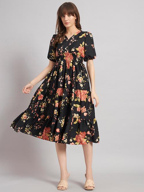 women floral puff sleeve tiered dress - 22308296 - Very Small Image - 1