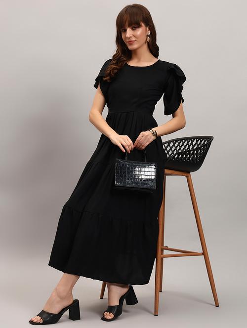 women solid tulip sleeve tiered dress - 22308509 - Very Small Image - 1