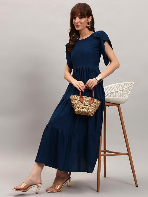women solid tulip sleeve tiered dress - 22308510 - Very Small Image - 1