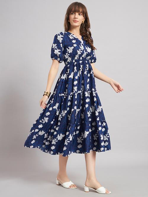 women floral print puff sleeve tiered dress - 22309150 - Very Small Image - 1