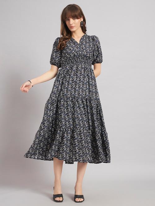 women floral print puff sleeve tiered dress - 22309184 - Very Small Image - 1