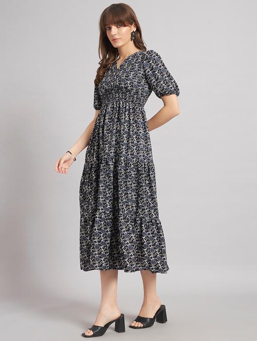 women floral print puff sleeve tiered dress - 22309186 - Very Small Image - 1