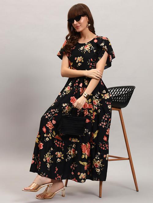 women floral tulip sleeves tiered dress - 22309210 - Very Small Image - 1