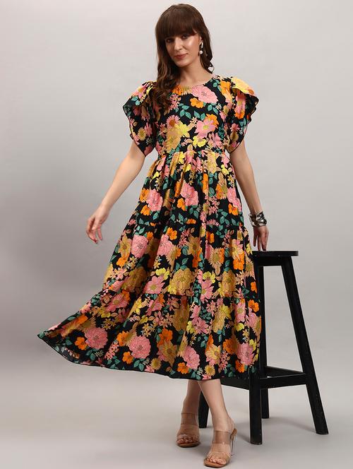 women floral print tulip sleeve tiered dress - 22309211 - Very Small Image - 1