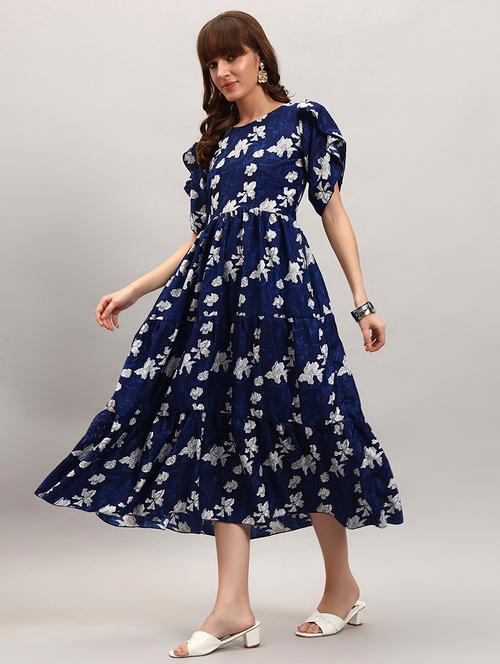 women floral print tulip sleeve tiered dress - 22309214 - Very Small Image - 1