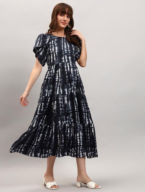 women tie & dye tulip sleeve tiered dress - 22309426 - Very Small Image - 1