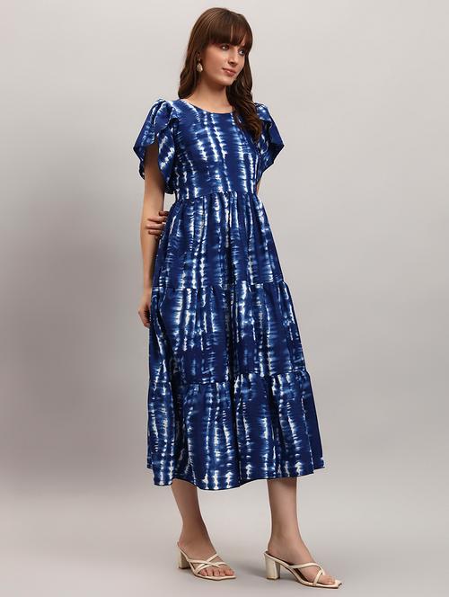 women tie & dye tulip sleeve tiered dress - 22309431 - Very Small Image - 1