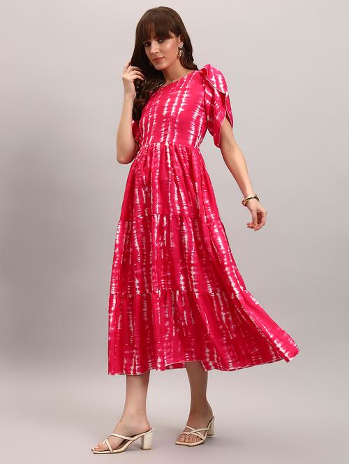 women tie & dye tulip sleeve tiered dress - 22309432 - Very Small Image - 1