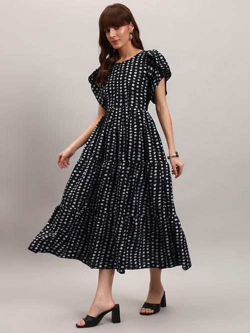 women printed tulip sleeves tiered dress - 22309455 - Very Small Image - 1