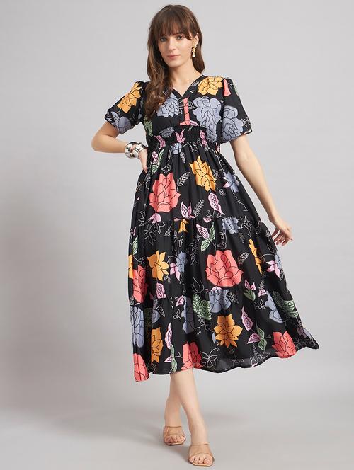 women floral puff sleeve tiered dress - 22309745 - Very Small Image - 1