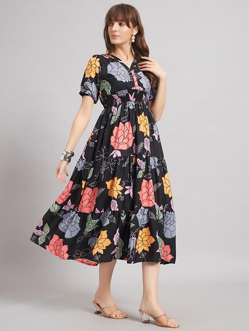 women floral puff sleeve tiered dress - 22309748 - Very Small Image - 1