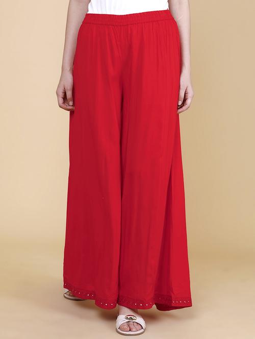 Women Embroidered Mid Rise Flared Palazzo - 22309841 - Very Small Image - 1