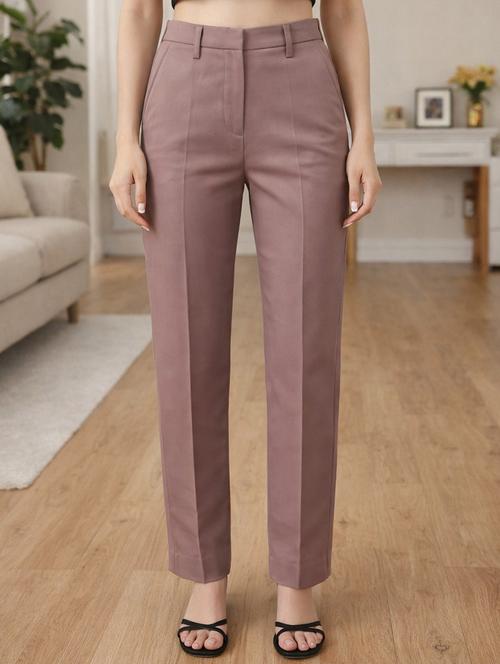 Women Solid High Rise Straight Trouser - 22310549 - Very Small Image - 1