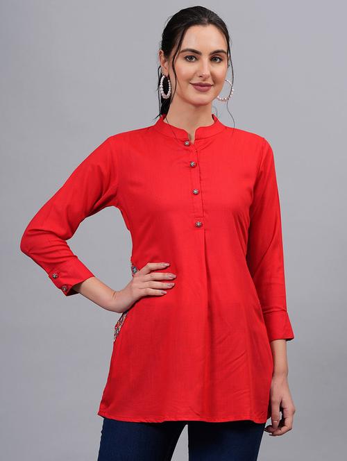 women solid three quarter sleeve a-line kurti - 22310890 - Very Small Image - 1