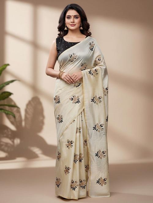 women solid with work embroidered saree with blouse - 22312151 - Very Small Image - 1