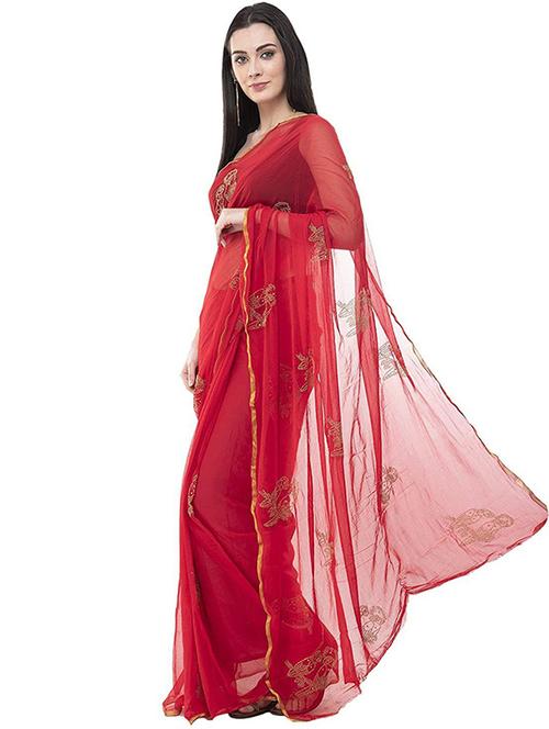 women solid with work embroidered saree with blouse - 22315709 - Very Small Image - 1