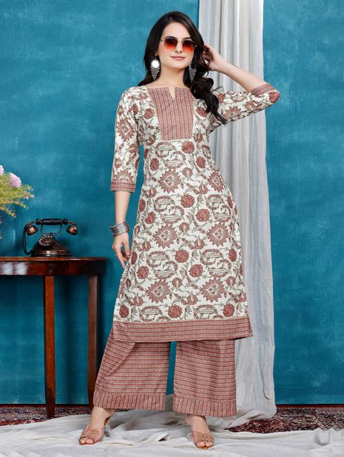 women printed kurta and palazzo set - 22316769 - Very Small Image - 1
