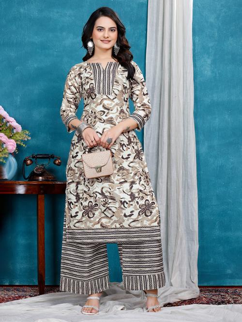 women printed kurta and palazzo set - 22316770 - Very Small Image - 1