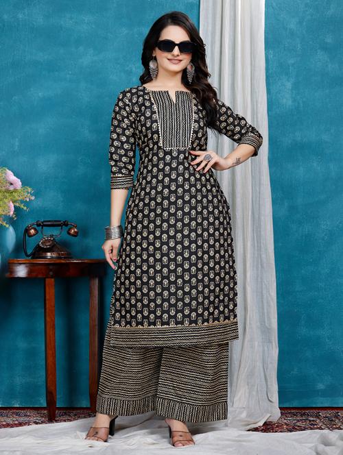 Women Printed Kurta And Palazzo Set - 22316772 - Very Small Image - 1