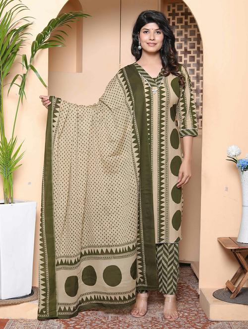 women printed three quarter sleeve kurta pant with dupatta set - 22317819 - Very Small Image - 1