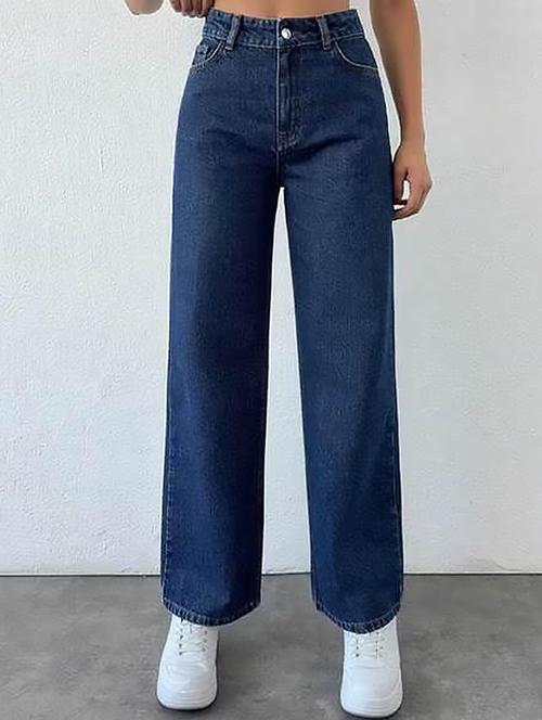 women plain high rise wide leg jeans - 22319252 - Very Small Image - 1