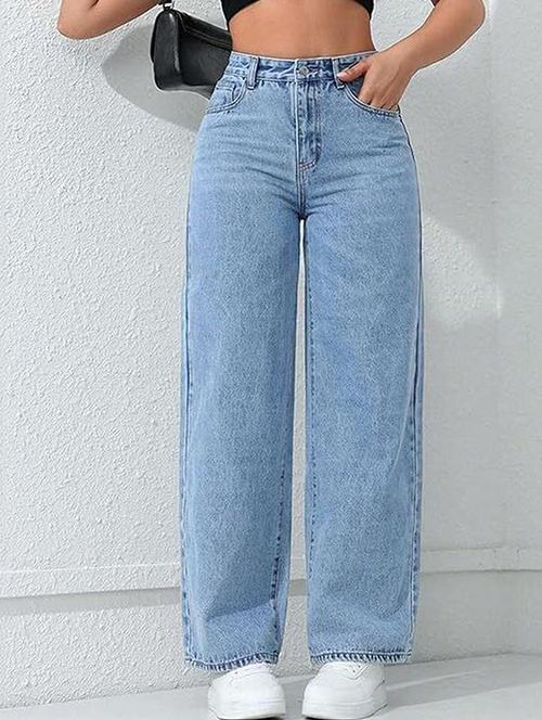 women solid high rise straight jeans - 22319323 - Very Small Image - 1