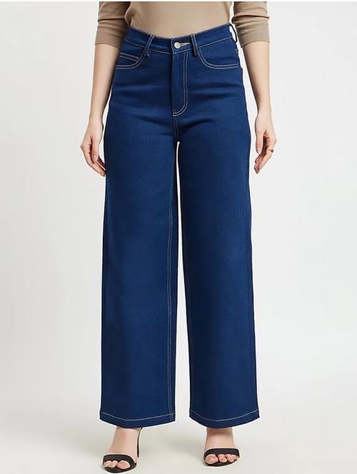 women plain high rise wide leg jeans - 22319365 - Very Small Image - 1