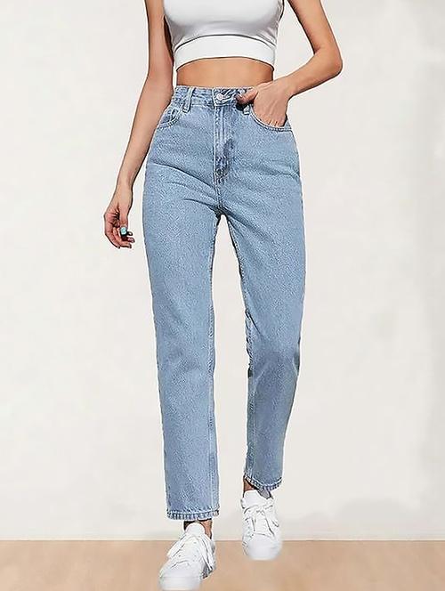 women solid high rise straight jeans - 22319372 - Very Small Image - 1