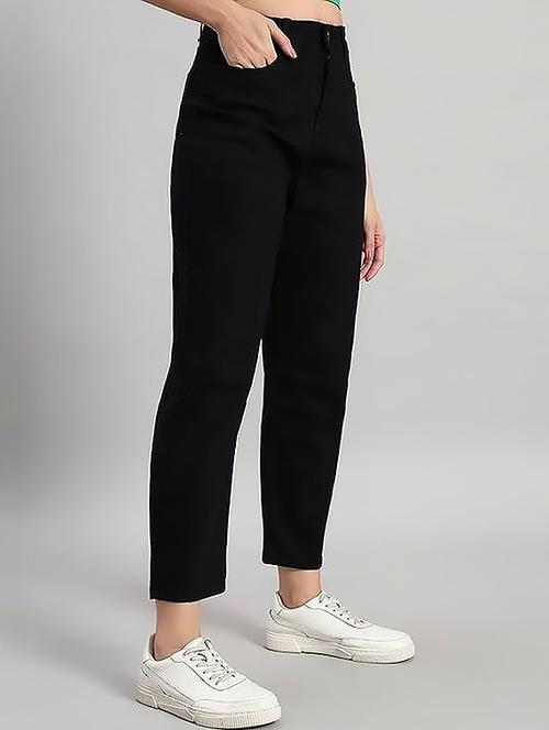 Women Solid High Rise Boyfriend Fit Jean - 22319546 - Very Small Image - 1